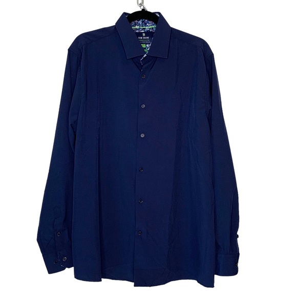 TOM BAINE Men's Size XXL Blue Performance Collection Slim Fit Long Sleeve Shirt. - Picture 1 of 7